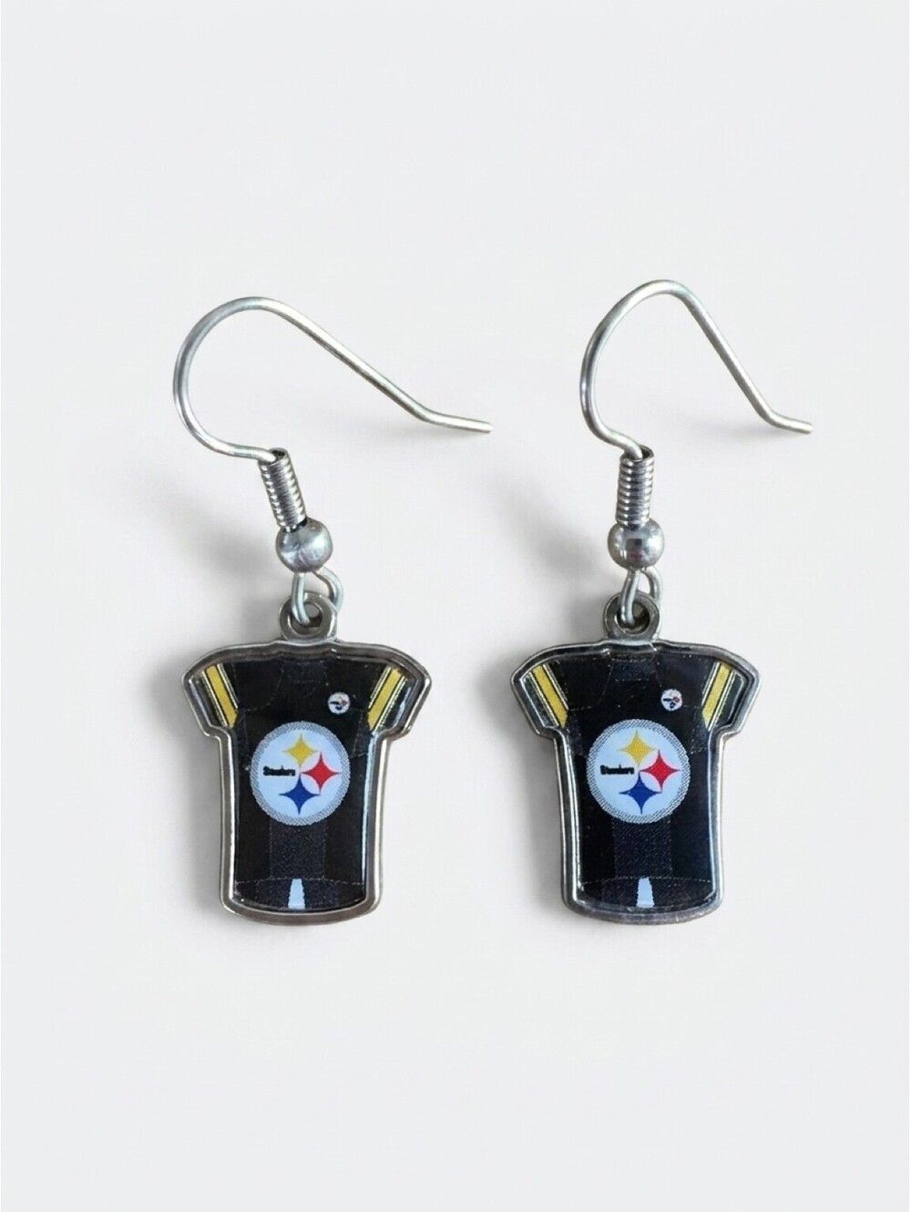 WinCraft Pittsburgh Steelers NFL Jersey Dangle Earrings Silver Tone